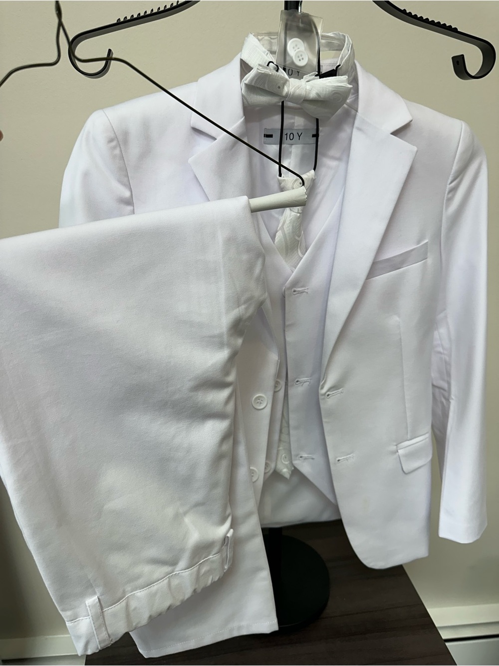 White Boys' Formal Suit Set with Bow Tie